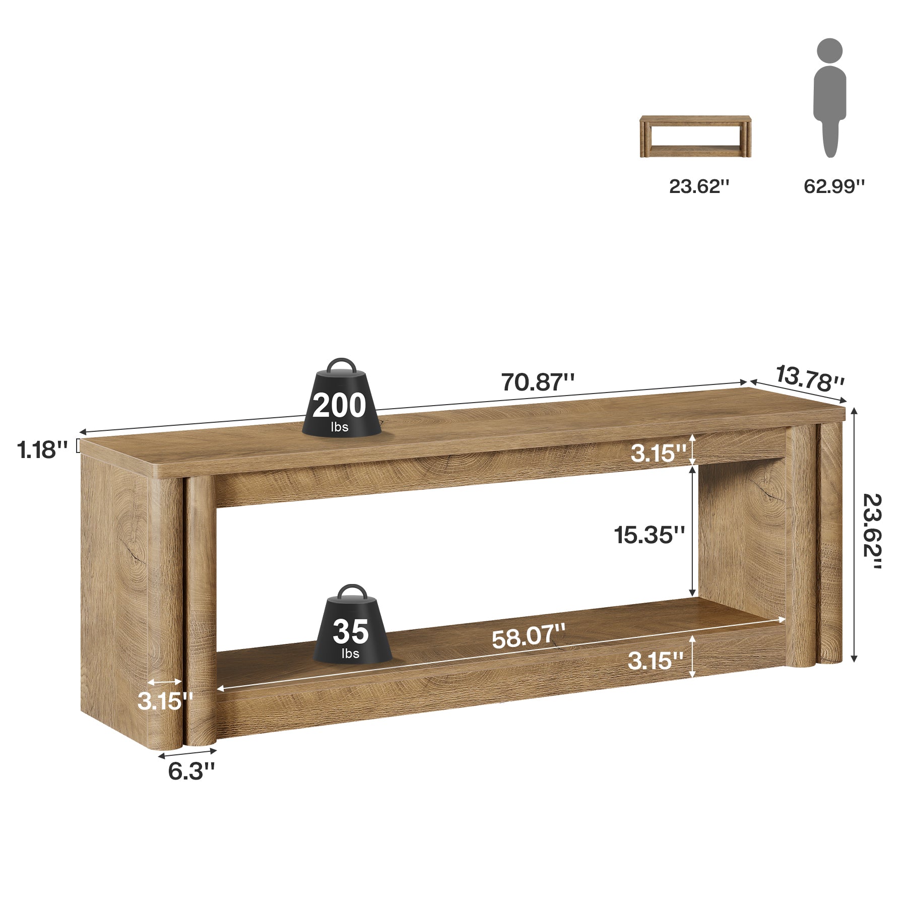 70.8" Entryway Shoe Bench, 2-Tier Benches Seat with Storage