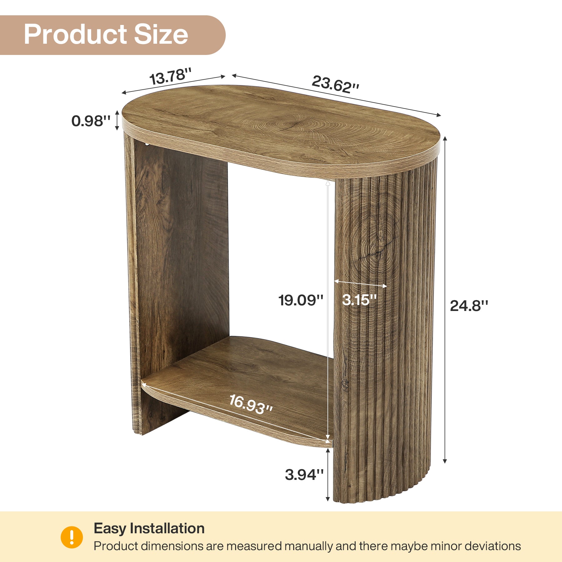 Narrow End Table, 2-Tier Side Table Nightstand with Storage Shelf for Small Spaces