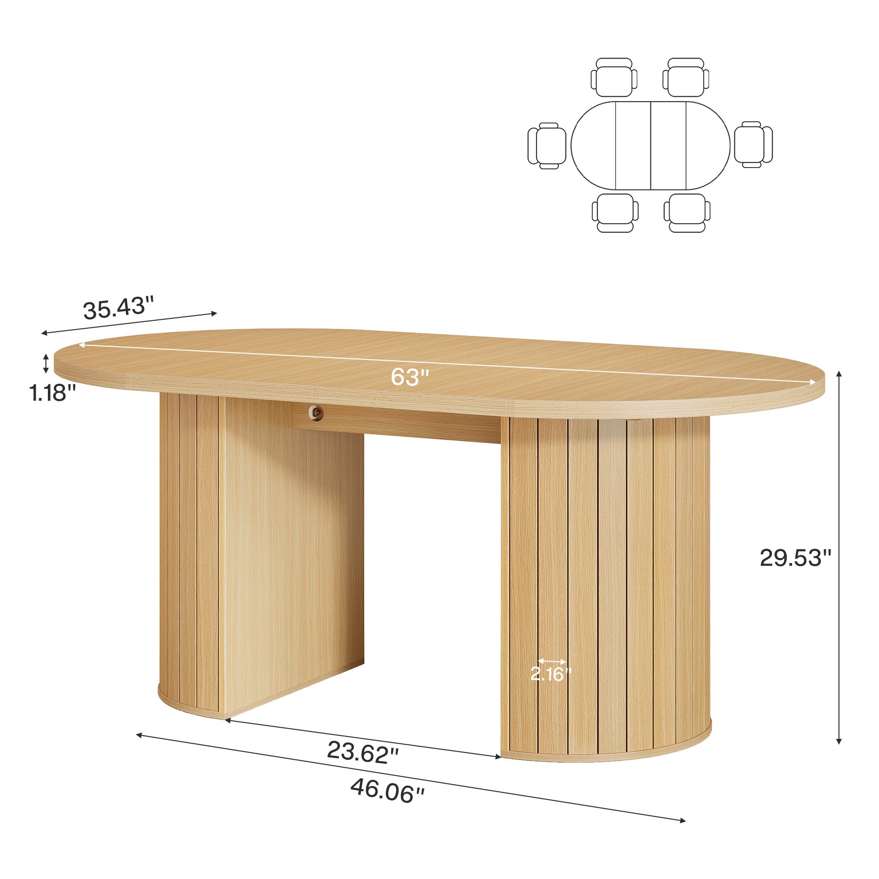 63" Executive Desk, Modern Home Office Desk 5ft Conference Table
