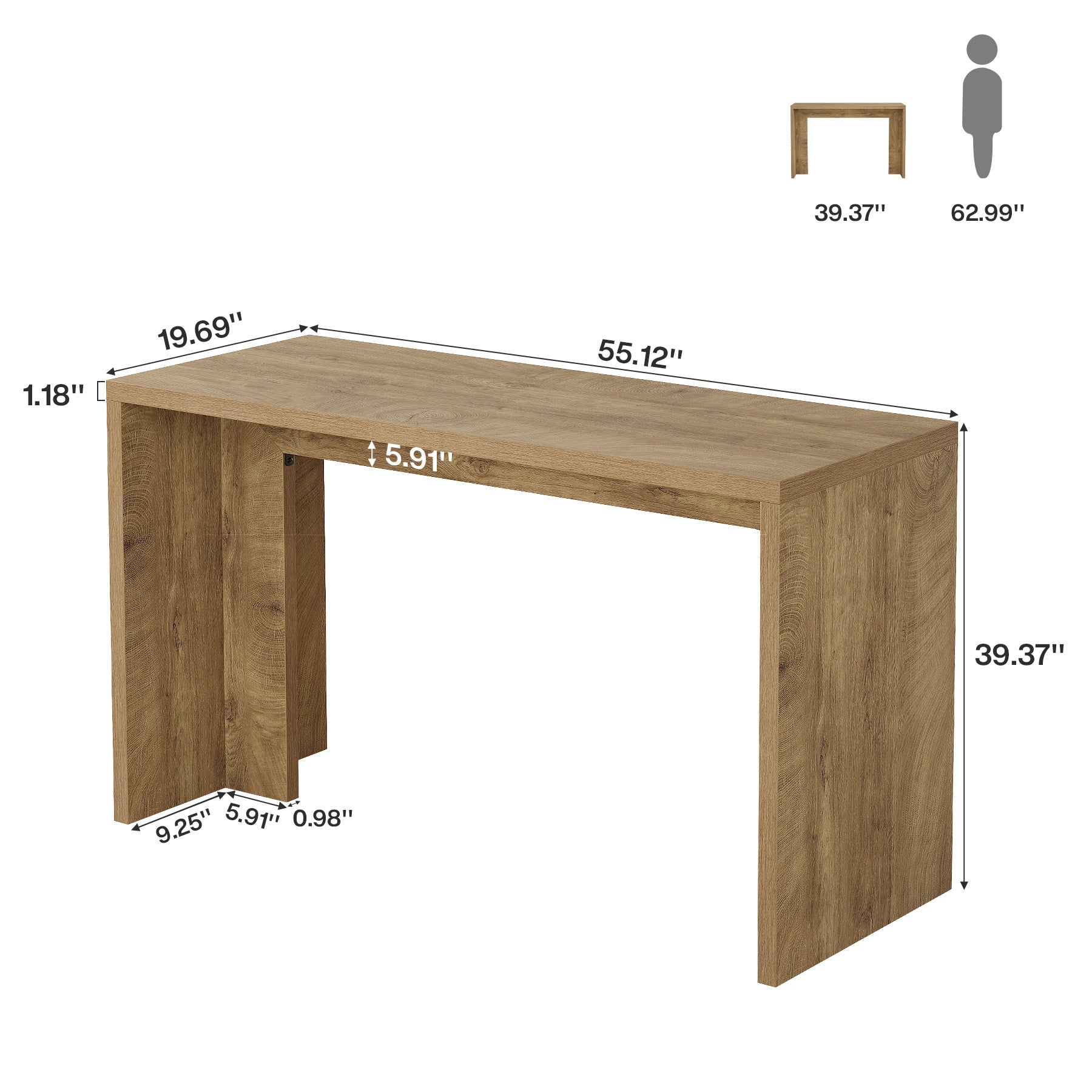 55" Long Narrow Bar Table, Bar Height Table for 2–4 Person