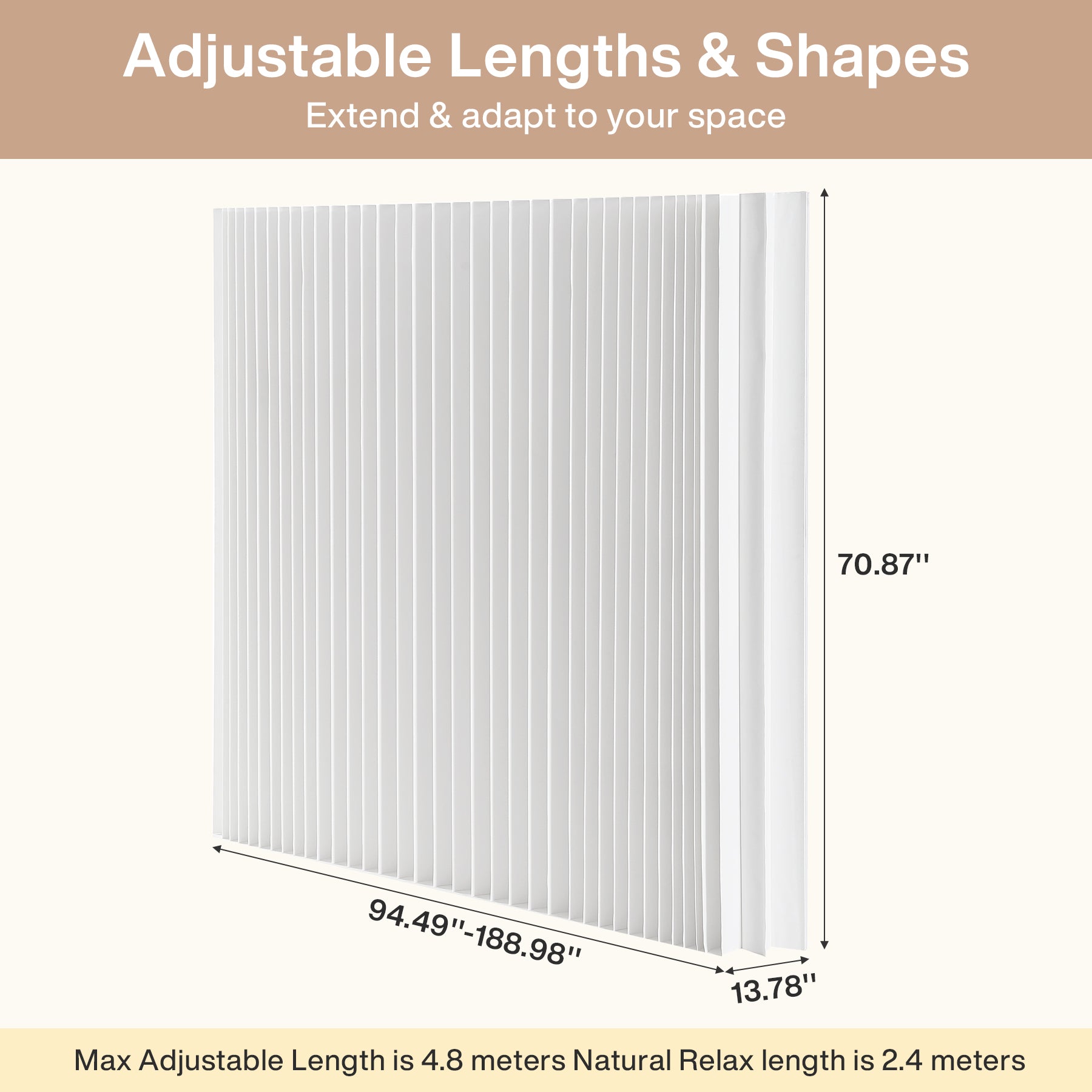 Folding Paper Room Divider, Expandable Freestanding Partition Wall for Home & Office