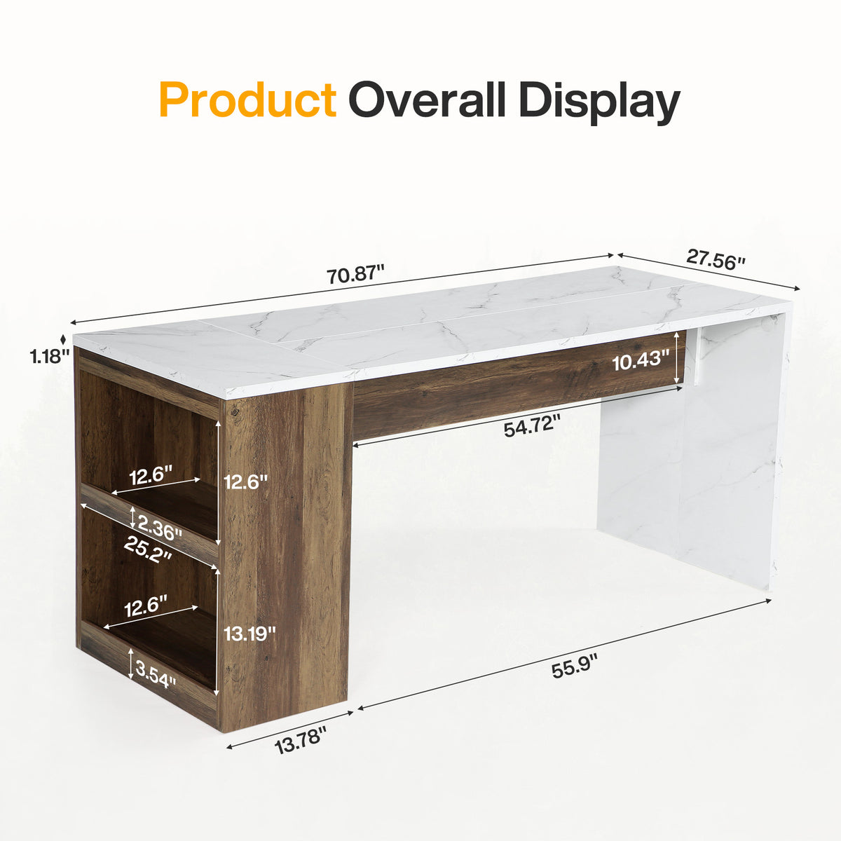 71" Kitchen Island with Storage Shelves, Farmhouse Island Table for Kitchen