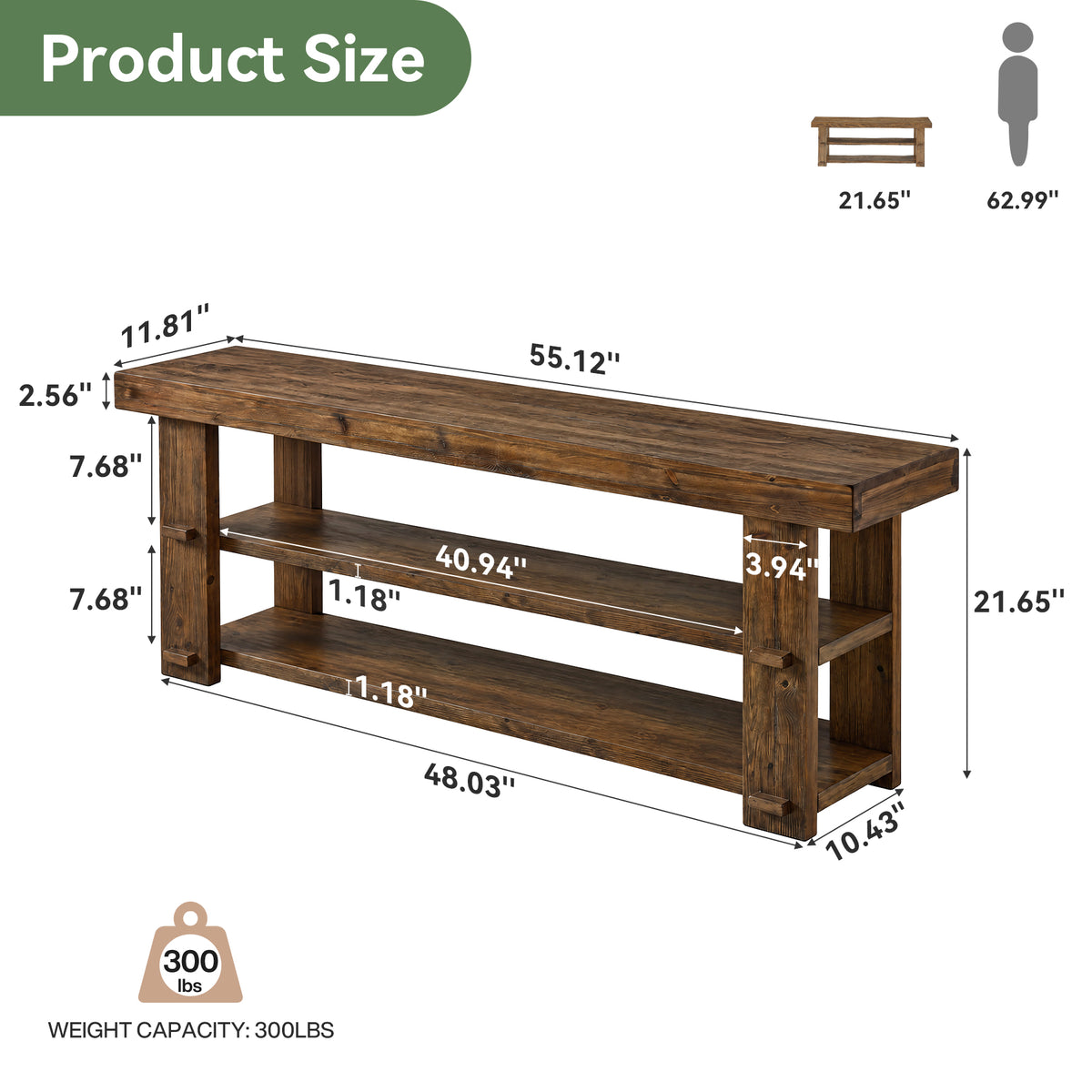 Tribesigns 55-Inch Entryway Bench, 2-Tier Shoe Storage Bench