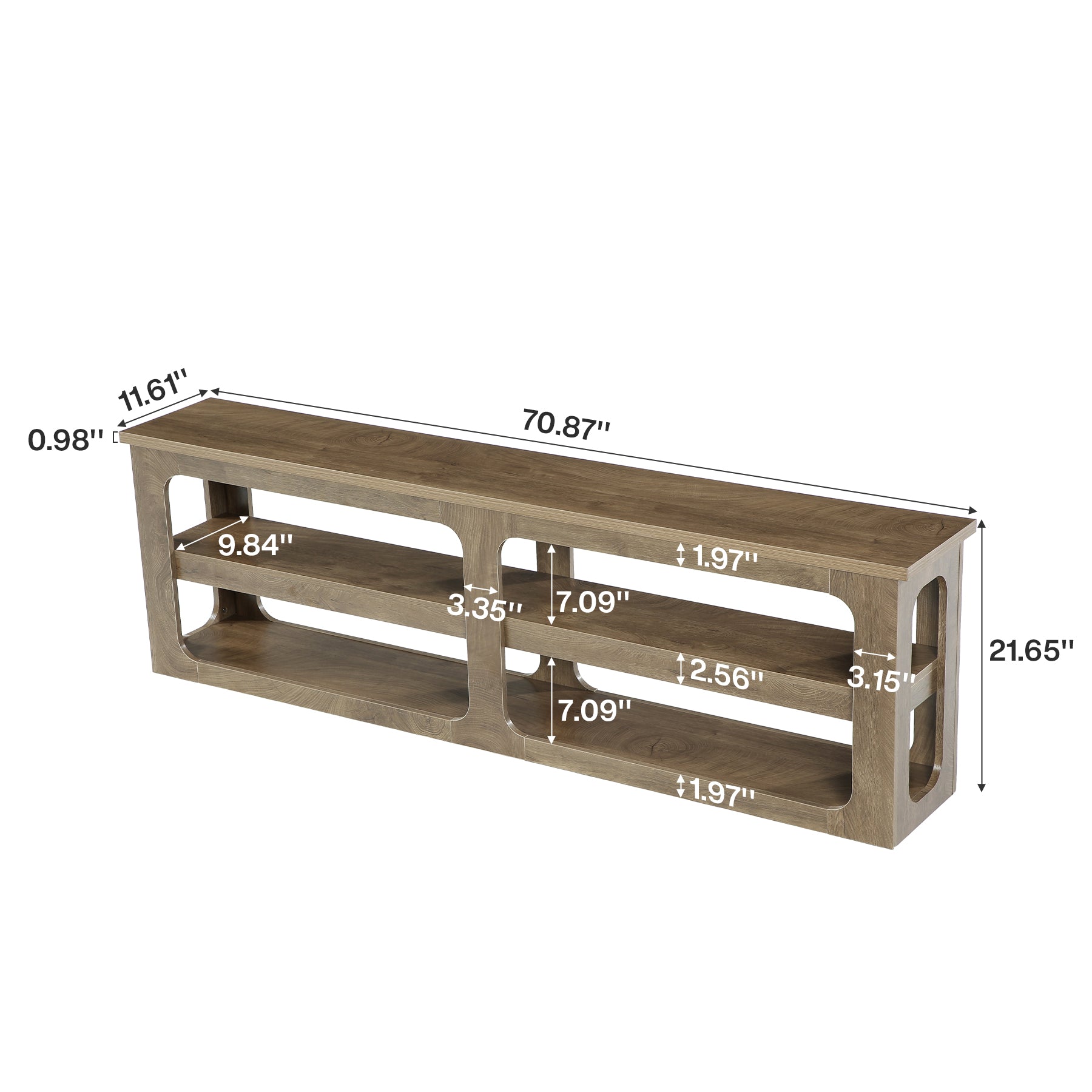 70.87” Entryway with 3-Tier Storage Shelves, Farmhouse Shoe Bench for Hallway