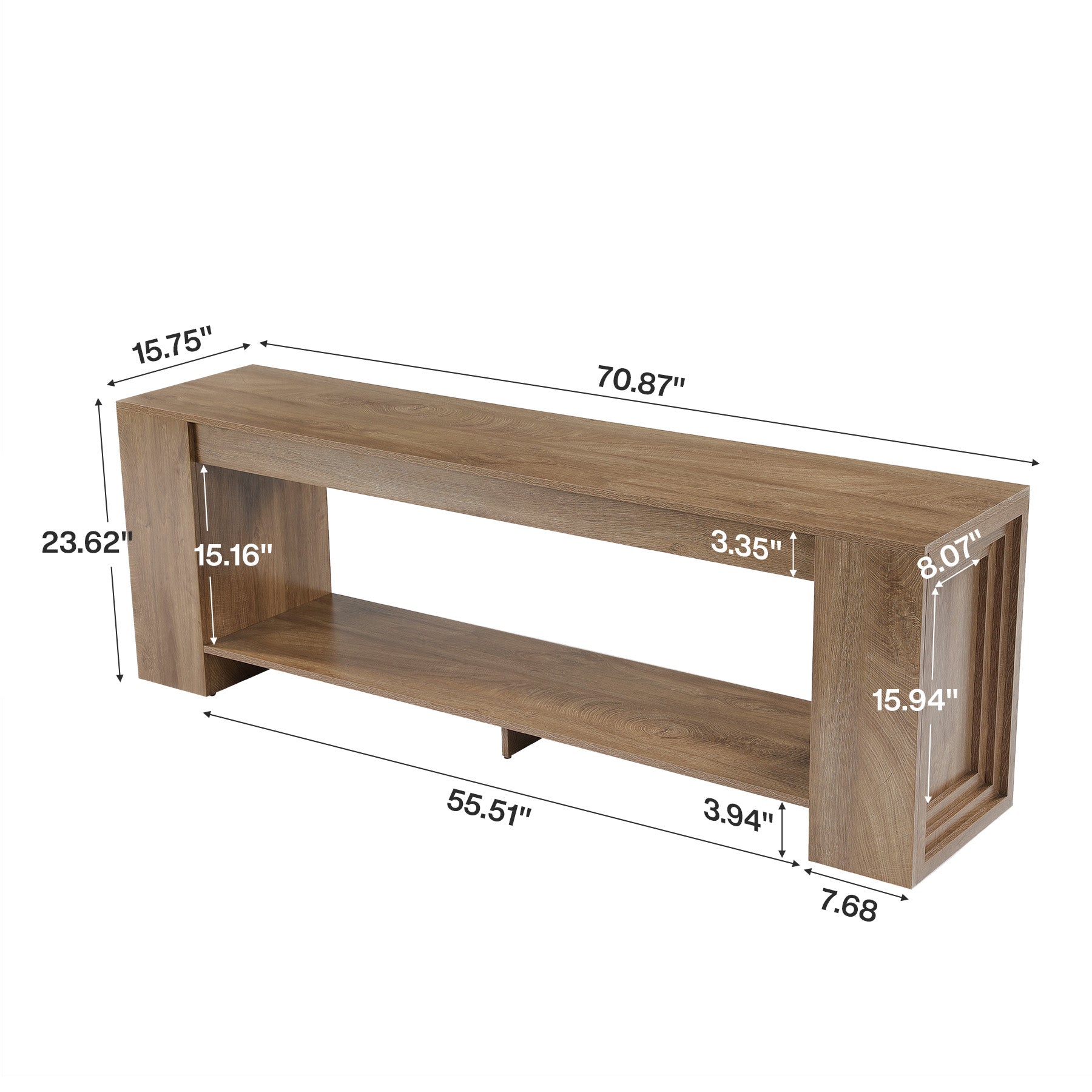 70.8" Entryway Console Table, Farmhouse Sofa Table Behind Couch with Shelf