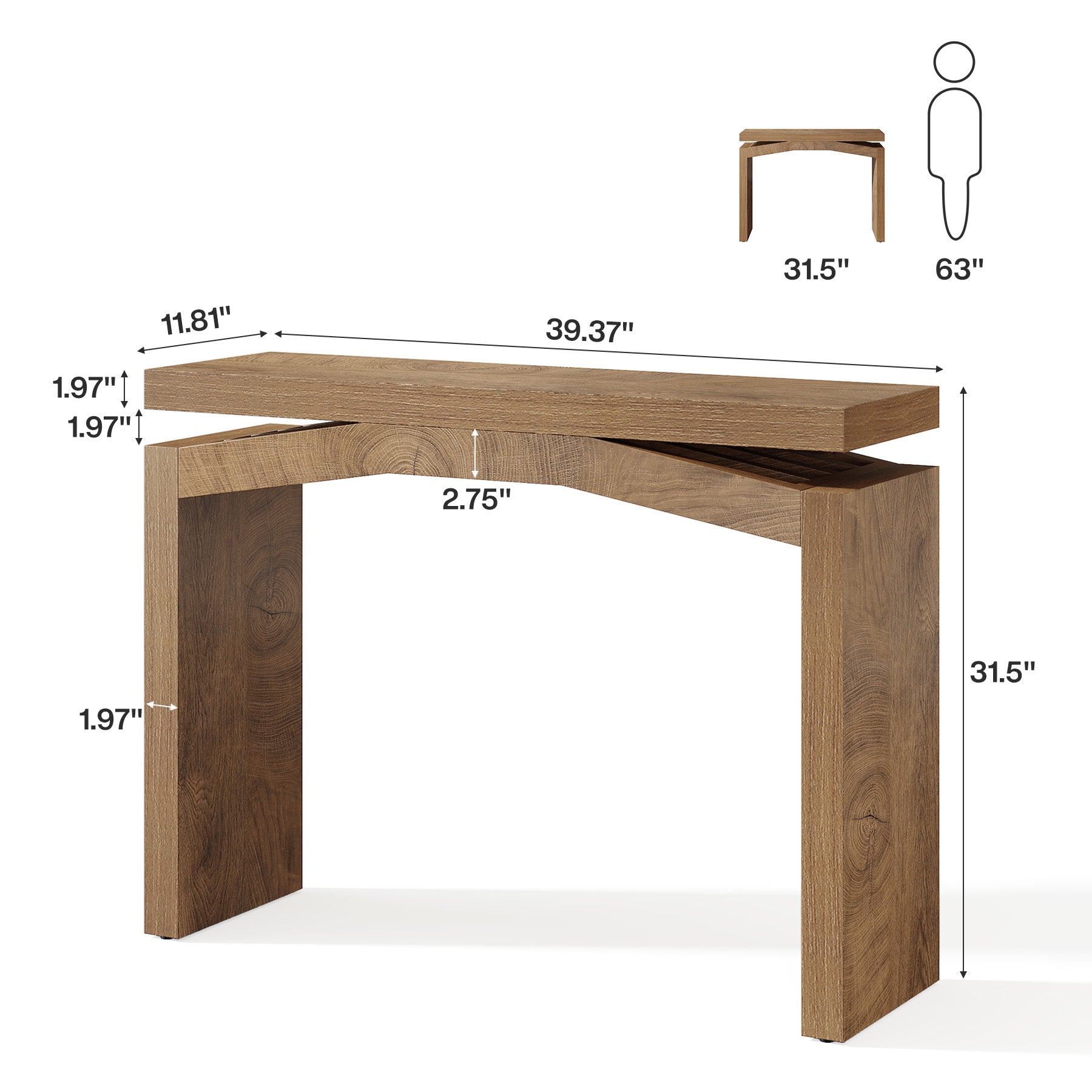 40" Farmhouse Console Table, Narrow Entryway Sofa Table with Hollow Design for Hallway, Foyer, or Living Room