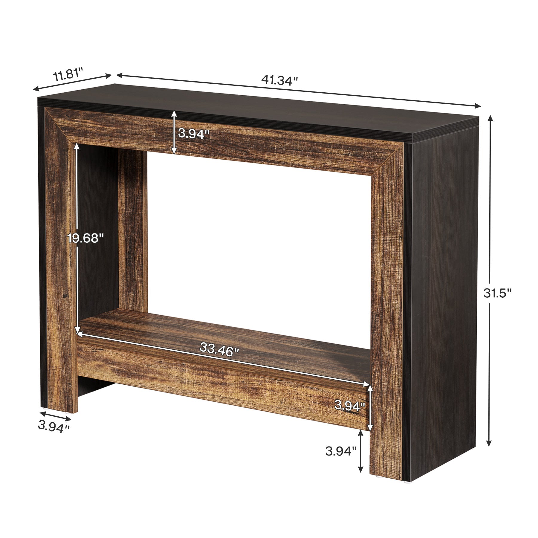 41" Console Table, Farmhouse Hallway Table Sofa Table with Open Storage