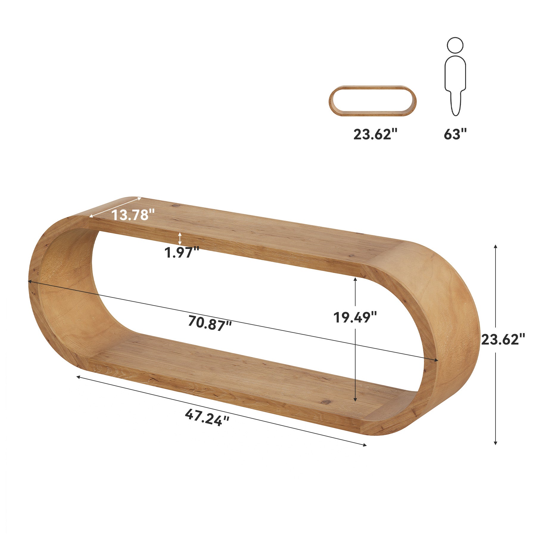 70.8" Entryway Bench, 2-Tier Solid Wood Shoe Bench for Hallway & Bedroom