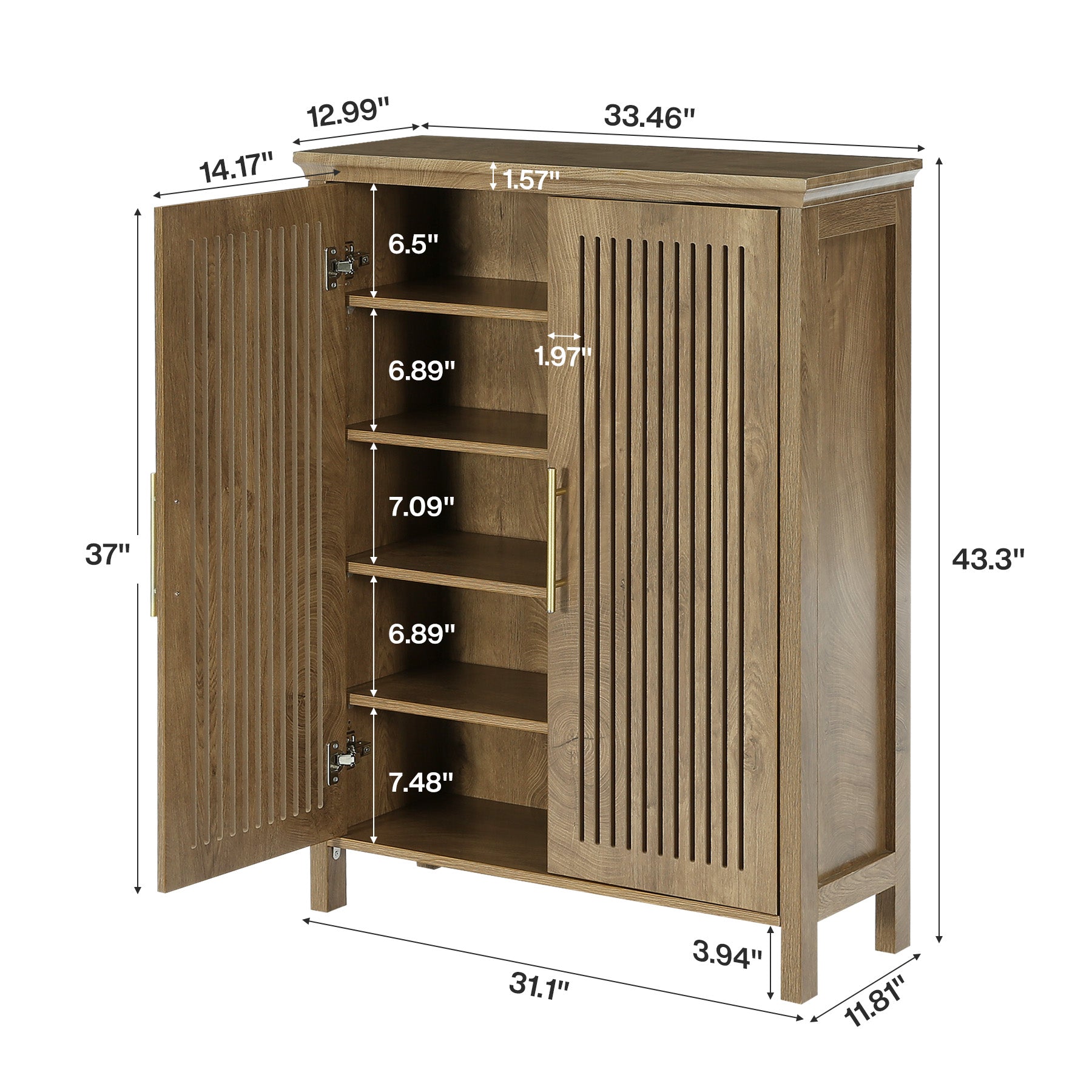 Tribesigns 5-Tier Shoe Cabinet with Doors, Tall Entryway Shoe Storage