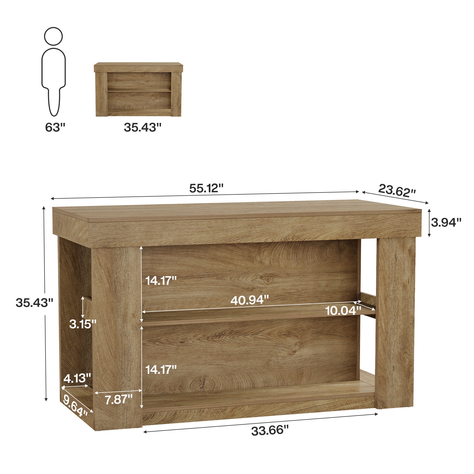Tribesigns 55-Inch Bar Table with 2 Storage Shelves, Farmhouse Pub Table for Kitchen and Home Bar