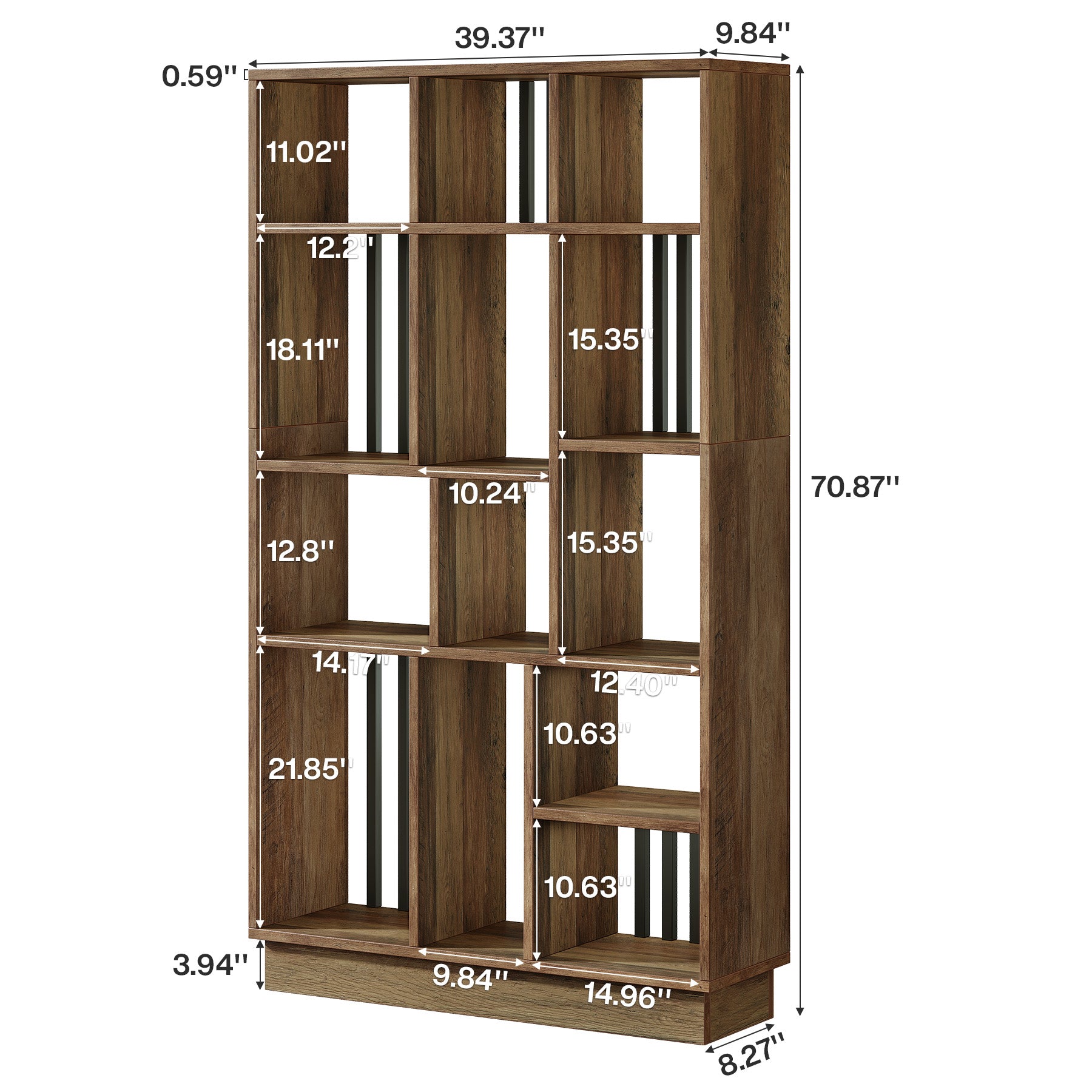 71" Room Divider with Shelves, Wall Partition Divider Screen for Living Room, Entryway