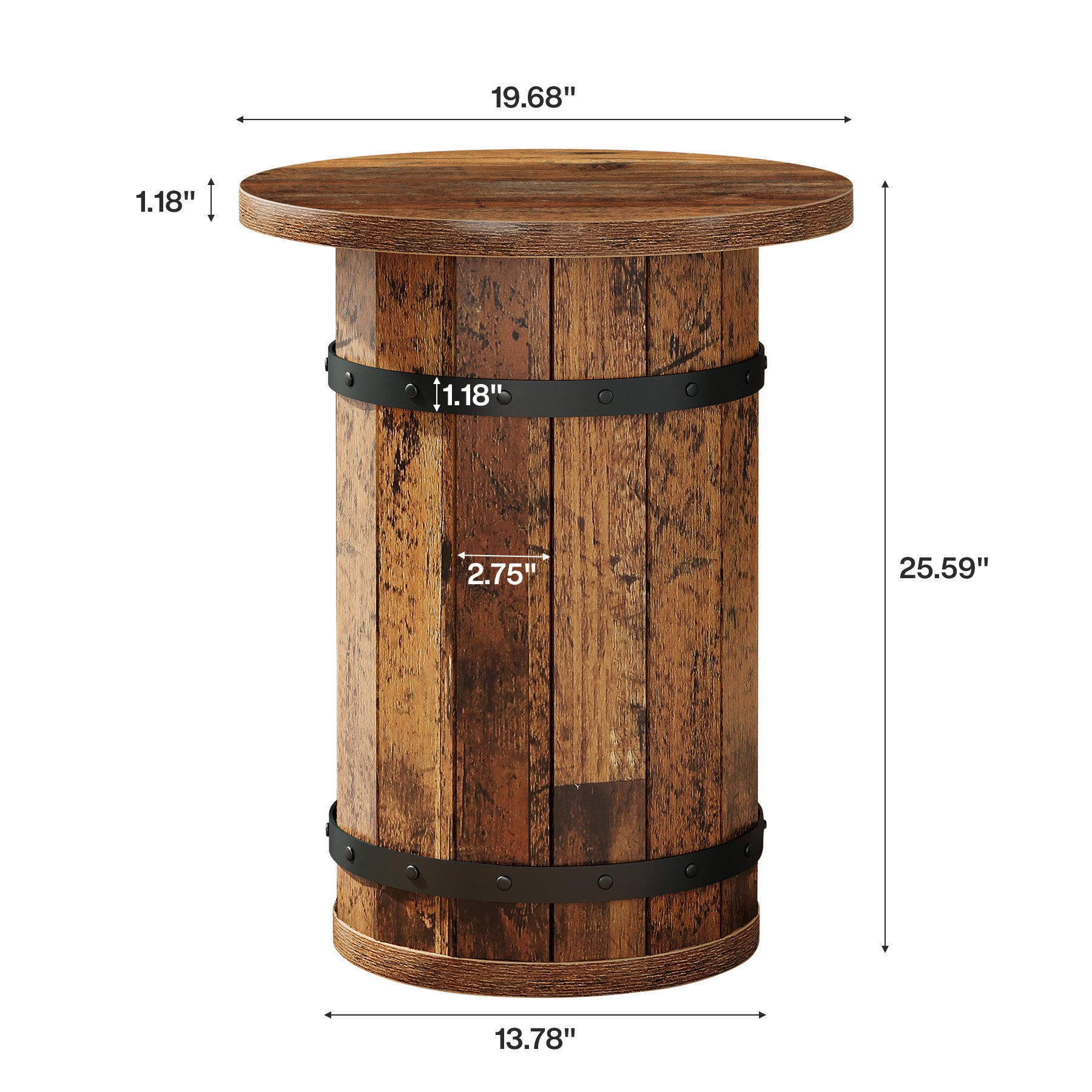 25.6" Tall End Table, Round Side Table Nightstand with Sturdy Base