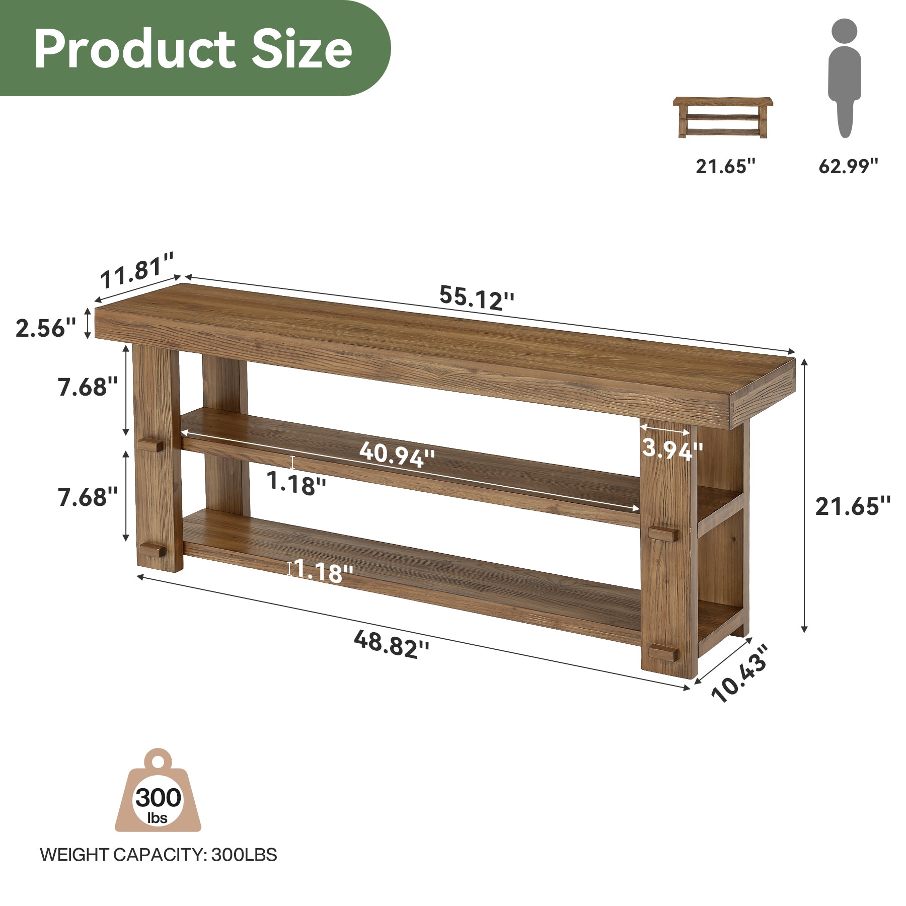 Tribesigns 55-Inch Entryway Bench, 2-Tier Shoe Storage Bench