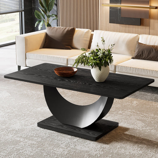 47" Coffee Table, Accent Cocktail Center Tables with Crescent Moon Metal Base Tribesigns