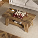 47" Coffee Table, Farmhouse 2 - tier Center Table with Storage Tribesigns