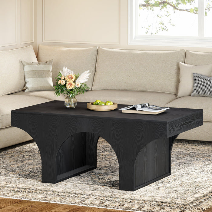 47" Coffee Table, Modern Center Table Tea Table with Arched Base Tribesigns