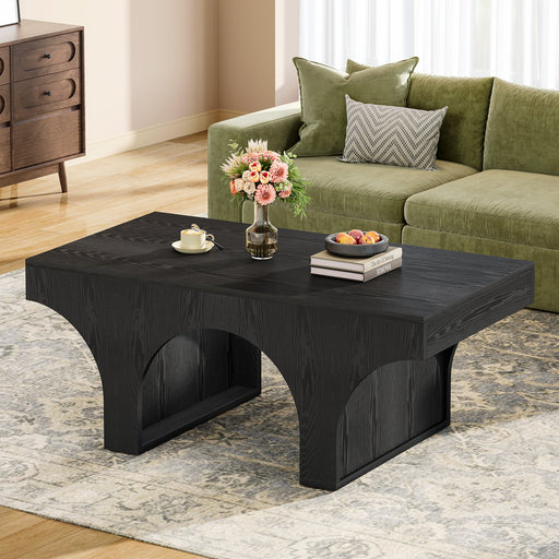 47" Coffee Table, Modern Center Table Tea Table with Arched Base Tribesigns