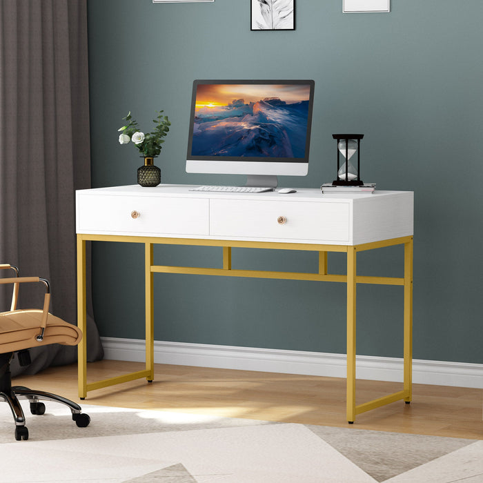 47" Computer Desk Modern Writing Desk with 2 Drawers Tribesigns