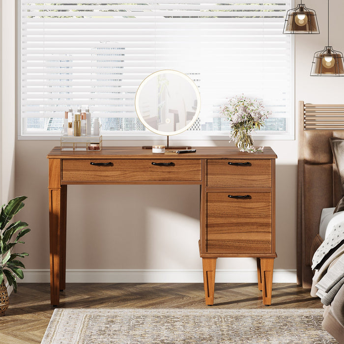 47" Computer Desk, Rustic Office Desk With File Cabinet Tribesigns