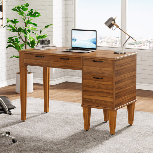 47" Computer Desk, Rustic Office Desk With File Cabinet Tribesigns