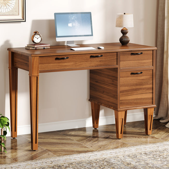 47" Computer Desk, Rustic Office Desk With File Cabinet Tribesigns