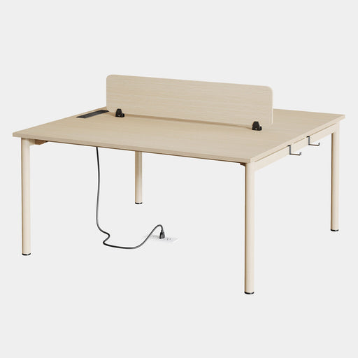 47" Computer Desk, Square Two Person Desk with Power Outlets and Hooks Tribesigns