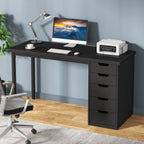 47" Computer Desk with 5 Drawers, Modern Study Table Writing Desk Tribesigns