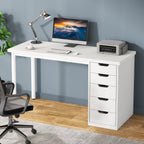 47" Computer Desk with 5 Drawers, Modern Study Table Writing Desk Tribesigns