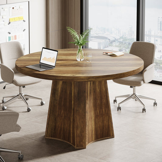 47" Conference Table, Meeting Seminar Room Table with Sturdy Pedestal Base Tribesigns