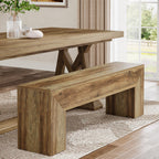 Rustic dining room featuring Tribesigns's Farmhouse 47" Dining Bench, adding warmth and charm to the space.