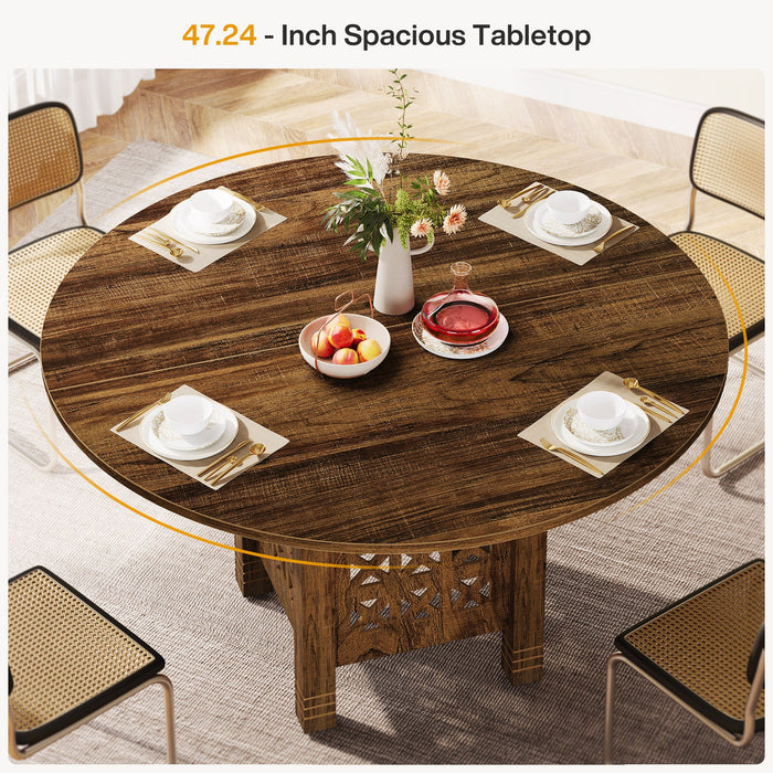 47" Dining Table, Farmhouse Wooden Kitchen Table For 4 - 6 People Tribesigns