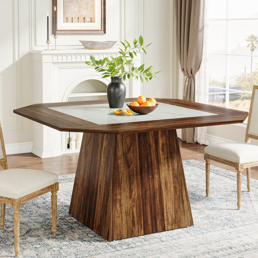 47" Dining Table, Square Kitchen Table with Faux Marble Top for 4 Tribesigns