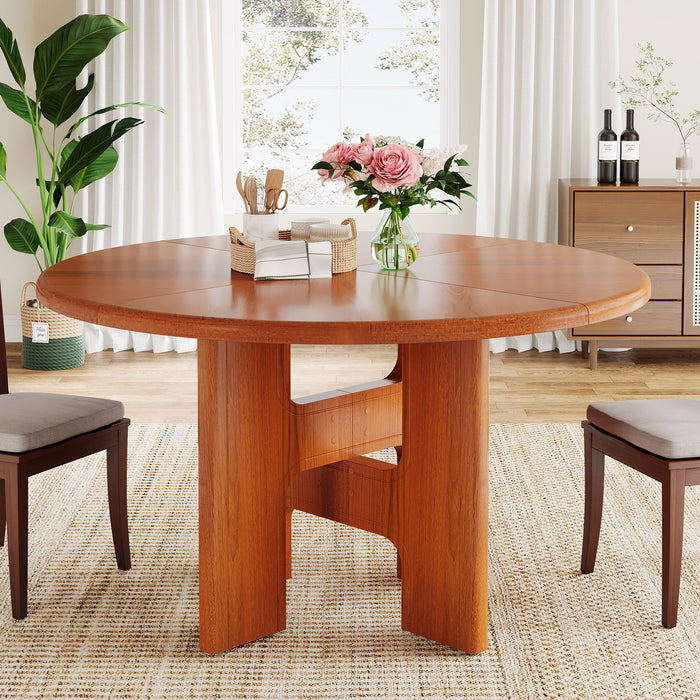 47" Dining Table, Wood Round Kitchen Dinner Table For 4 Tribesigns