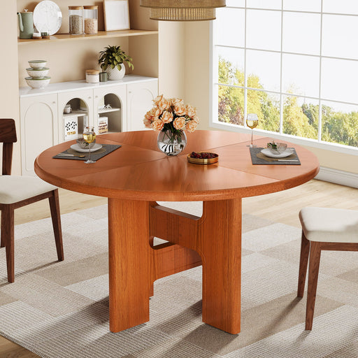 47" Dining Table, Wood Round Kitchen Dinner Table For 4 Tribesigns