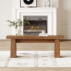 Front view of Tribesigns's Brown 47" Entryway Bench, Wooden Dining Table Bench End of Bed Bench.