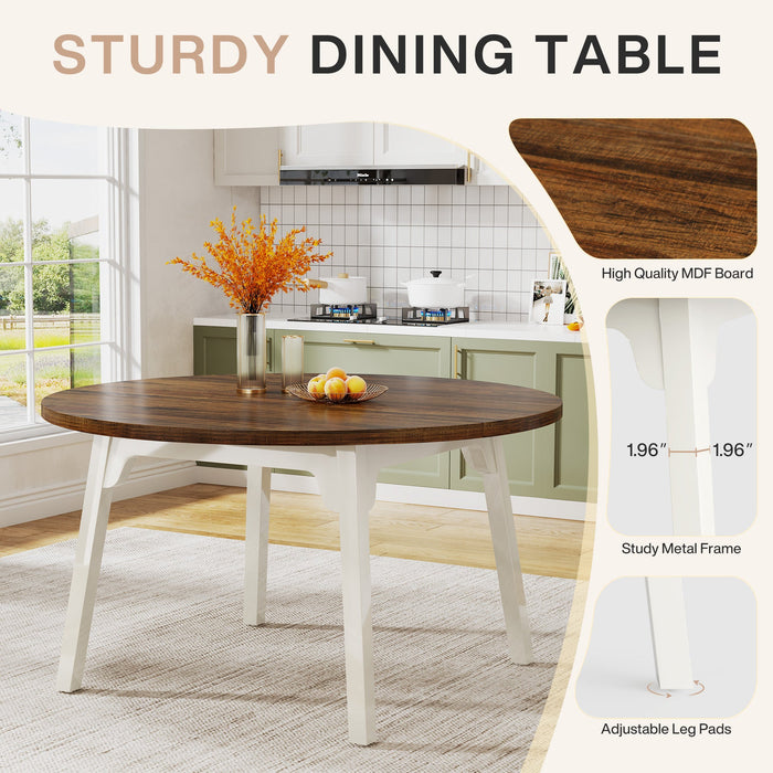 47-inch Dining Table, Round Farmhouse Kitchen Table for 4-6 Tribesigns