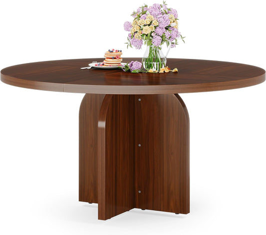 47-Inch Dining Table, Wood Round Kitchen Table for 4-6 Tribesigns