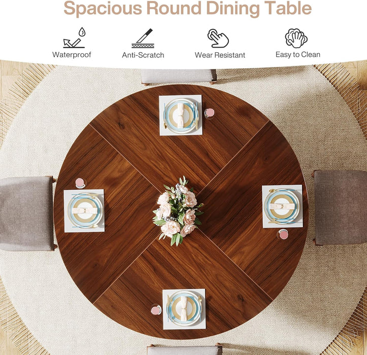 47-Inch Dining Table, Wood Round Kitchen Table for 4-6 Tribesigns