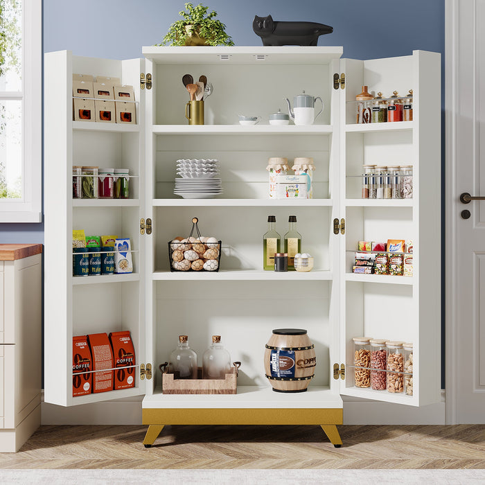 47" Kitchen Pantry Cabinet, 4 - Tier Freestanding Storage Cabinet with 8 Door Shelves Tribesigns