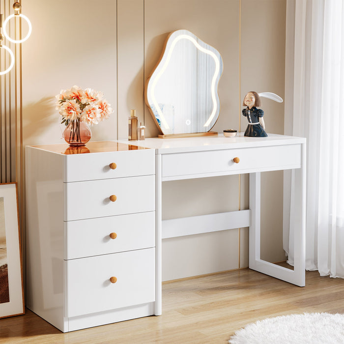 47" Makeup Vanity, Modern Dresser Desk with 5 Drawers (Without Mirror) Tribesigns