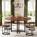 47" Round Dining Table, 5 - Piece Kitchen Dinner Table Chairs Set Tribesigns