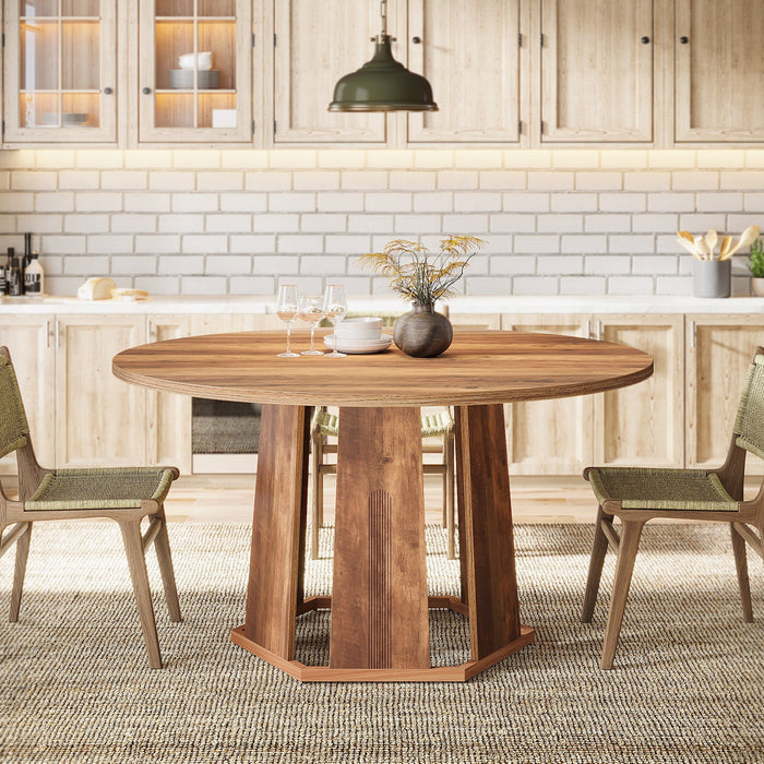 47" Round Dining Table, Farmhouse Kitchen Table for 4 - 6 Tribesigns