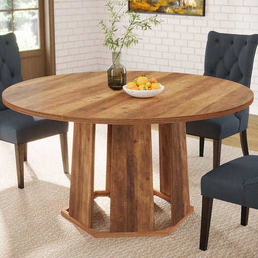 47" Round Dining Table, Farmhouse Kitchen Table for 4 - 6 Tribesigns