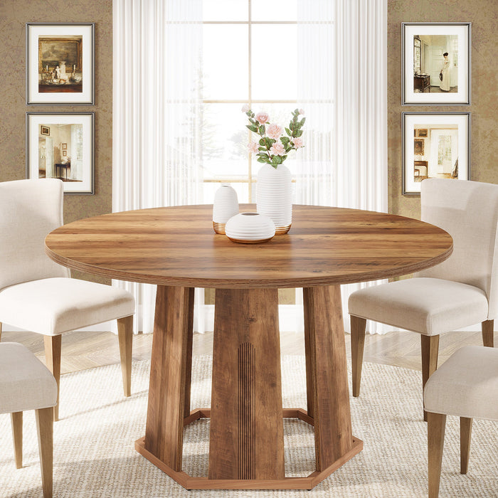 47" Round Dining Table, Farmhouse Kitchen Table for 4 - 6 Tribesigns