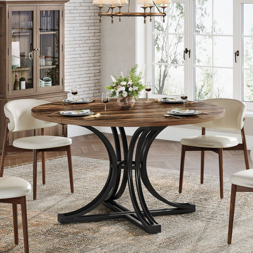 47" Round Dining Table, Farmhouse Kitchen Table for 4 - 6 People Tribesigns