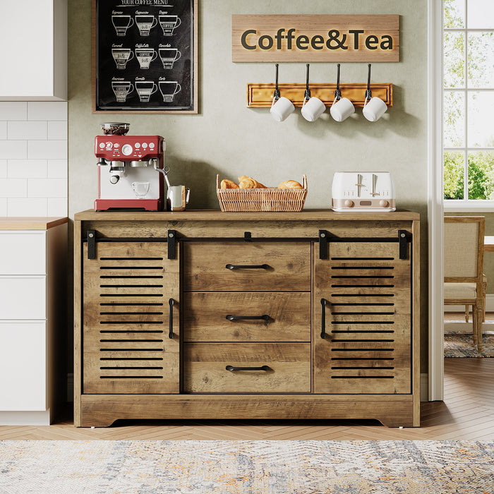 47" Sideboard Buffet, Farmhouse Buffet Cabinet With Sliding Doors & Adjustable Shelves Tribesigns