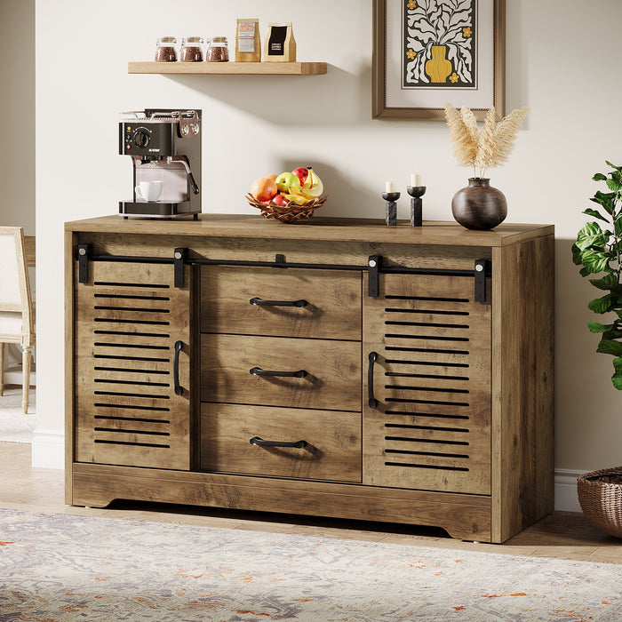 47" Sideboard Buffet, Farmhouse Buffet Cabinet With Sliding Doors & Adjustable Shelves Tribesigns