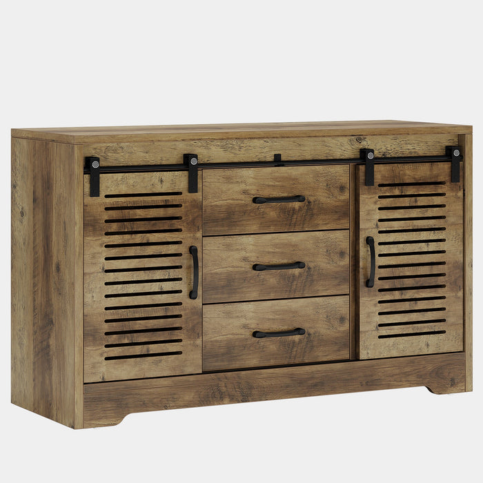 47" Sideboard Buffet, Farmhouse Buffet Cabinet With Sliding Doors & Adjustable Shelves Tribesigns