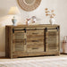 47" Sideboard Buffet, Farmhouse Buffet Cabinet With Sliding Doors & Adjustable Shelves Tribesigns