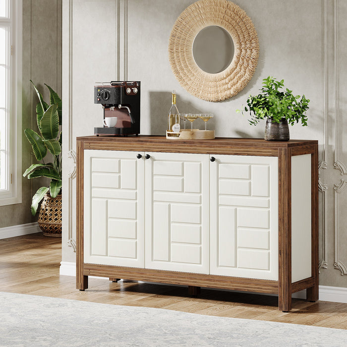 47" Sideboard Buffet, Wood Storage Cabinet with Adjustable Shelves Tribesigns